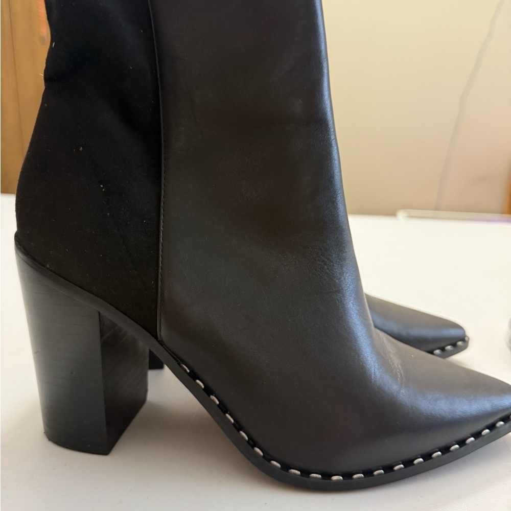 Aldo Black Heeled Boots with Studded Trim